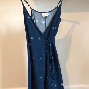 Spaghetti Strap Linen Wrap Dress